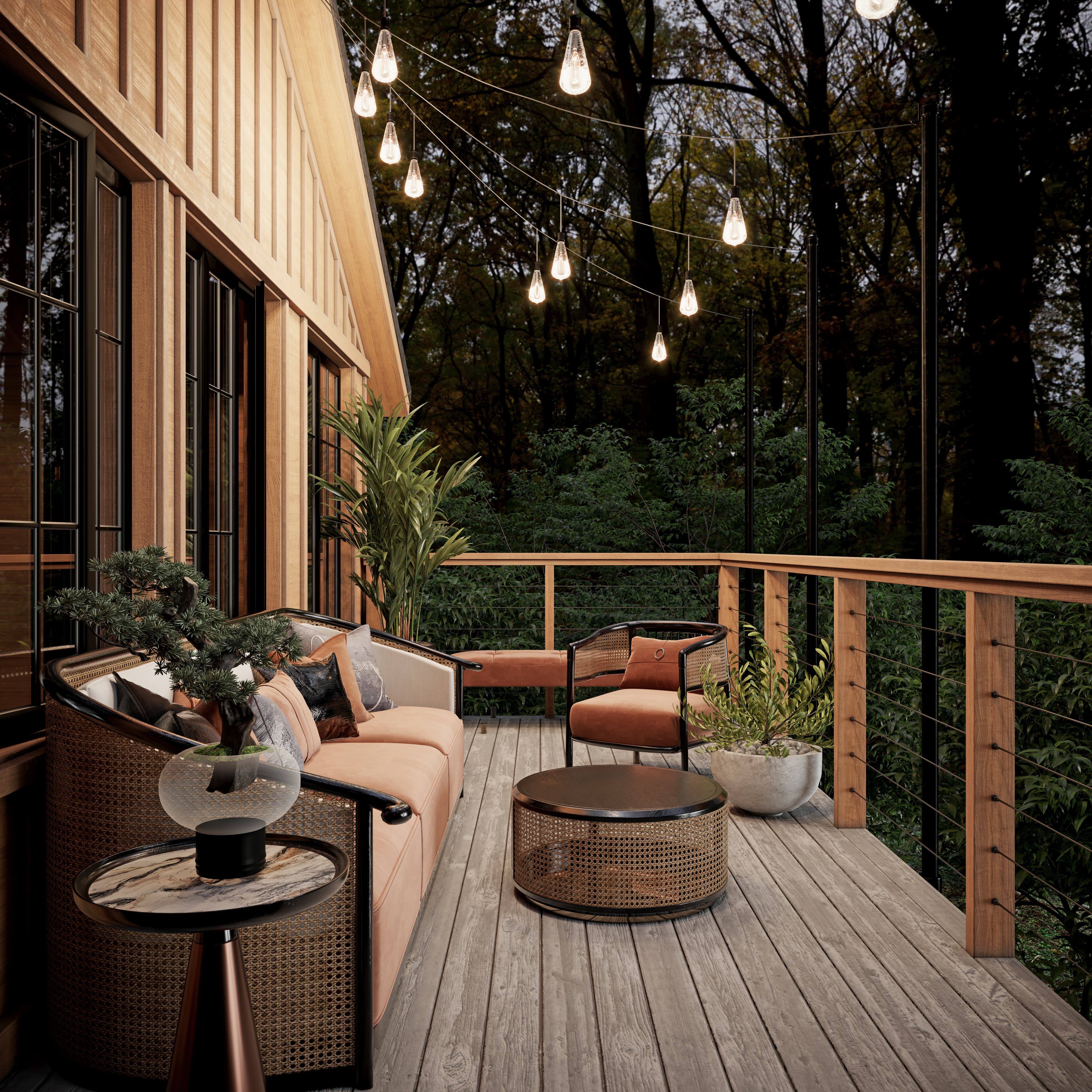 Luxury twilight composite deck and outdoor living space